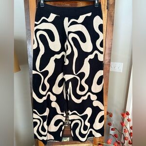 Cider Black and Cream Abstract Pattern Pants